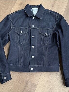 HELMUT LANG Women Denim Jacket Dark Wash Indigo Trucker Italy Chest 35” HLW37811